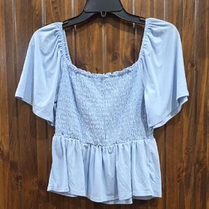 Gypsies & Moondust Sky Blue Smocked Blouse